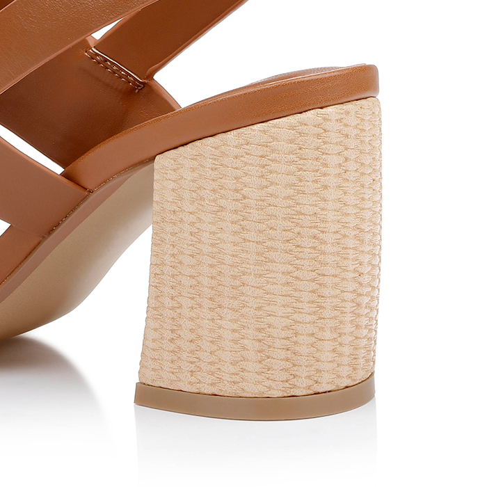 Cognac Cow Leather Sandal - Detail View
