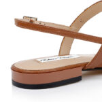 Cognac Lizard Kid Leather Flat Sandal - Detail View