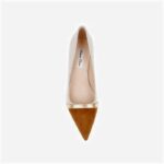 Cream Mixed Kid Suede Middle Heel Pump - Main View