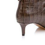 Dark brown croc leather ankle boot - Detail View