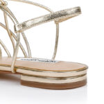 Gold Metallic Leather Flat Sandal - Detail View