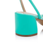 Green Ruched Fabric Heel Sandal - Detail View