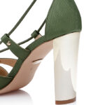Ivy Fabric & Kid Leather Electronic Heel Sandal - Detail View