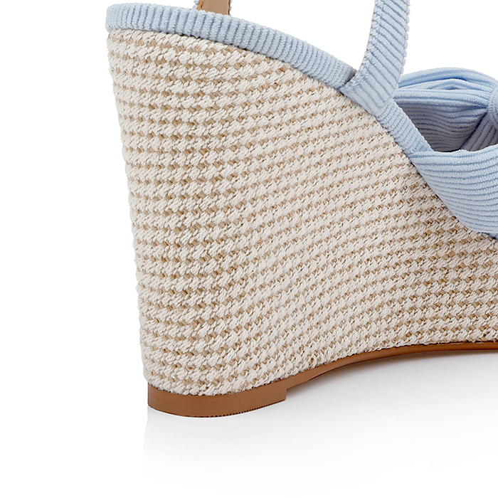 Light Blue Corduroy Fabric Sandal - Detail View