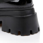 Shiny Black Synthetic Leather Loafer - Detail View