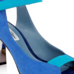 Strong Blue Mixed Kid Suede Electronic Heel Sandal - Detail View