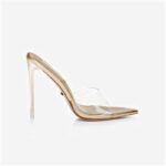 Transparent TPU & Gold PU Electronic Stiletto Heel Sandal - Back View