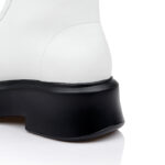 White Cow Leather Ankle Boot - Detail View