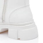 White Synthetic Leather Ankle Boot - Detail View