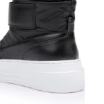 Black Cow Leather & Fabric Puff Booty - Side View