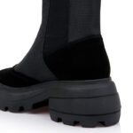 Black Cow Suede & Fabric Squared Toe Booty - Angle View