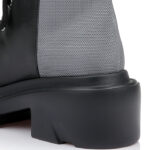 Black Cow Leather & Silver Fabric Lace up Booty - Angle View