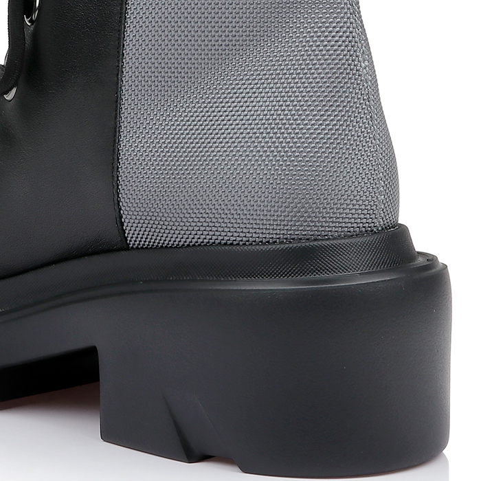 Black Cow Leather & Silver Fabric Lace up Booty - Angle View