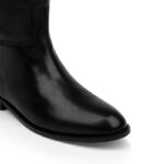 Black Cow Leather Knee Boot - Angle View