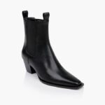 Black Cow Leather Ankle Boot - Side View