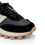 Black Cow Suede Leather & Nylon Fabric Sneaker - Angle View