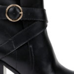 Black High Shine Cow Leather Ankle Boot - Angle View