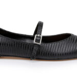 Black Lizard Leather Flat - Angle View