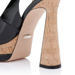 Black Patent PU Double Platform Sandal - Angle View