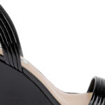 Black Patent Pu Wedge Sandal - Angle View