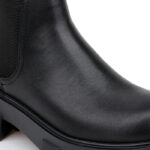 Black Synthetic Leather High Ankle Boot - Angle View