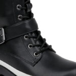 Black Synthetic Leather High Ankle Boot - Angle View