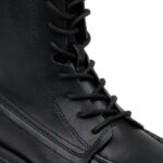 Black Synthetic Leather High Ankle Boots - Angle View