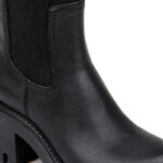 Black Synthetic Leather High Ankle Boot - Angle View