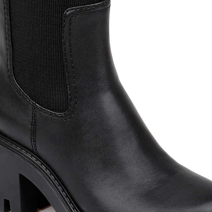 Black Synthetic Leather High Ankle Boot - Angle View