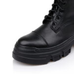 Black leather high ankle boot - Angle View
