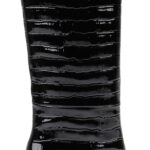Black leather knee boot - Angle View