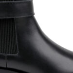 Black leather Chelsea boot with strap - Angle View