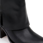 Black synthetic leather high ankle boot - Angle View