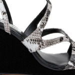 Black&White Snake Kid Leather Platform Sandal - Angle View