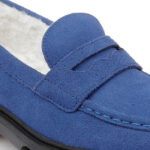 Blue Cow Suede Loafer - Angle View