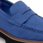 Blue Cow Suede Loafer - Angle View