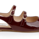 Burgundy Flat Slingback With Straps - Angle View