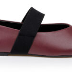 Burgundy Flat With Wide Elastic Band - Angle View
