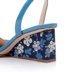 Cendre Blue Patent Lea Wedge Sandal - Angle View