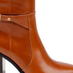Cognac brown block heel knee boot - Angle View