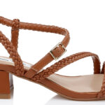 Cognacr Metallic Kid Leather Sandal - Angle View