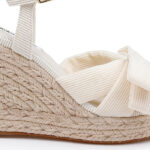 Cream Corduroy Fabric Sandal - Angle View