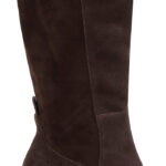 Dark brown block heel knee boot - Angle View