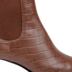Downtown Chocolate Croc Leather Boot - Angle View