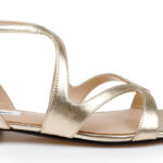 Gold Metallic Leather Flat Sandal - Angle View