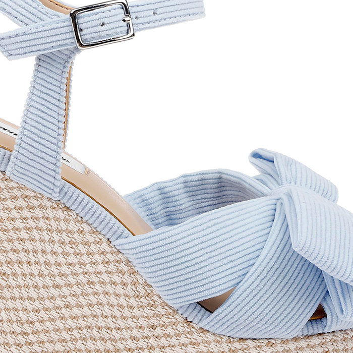 Light Blue Corduroy Fabric Sandal - Angle View