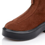 Light Brown Cow Suede Ankle Booty - Angle View