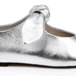 Metallic Silver  Flat With Bow - Angle View