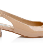 Nude Patent Kid Leather Sandal - Angle View