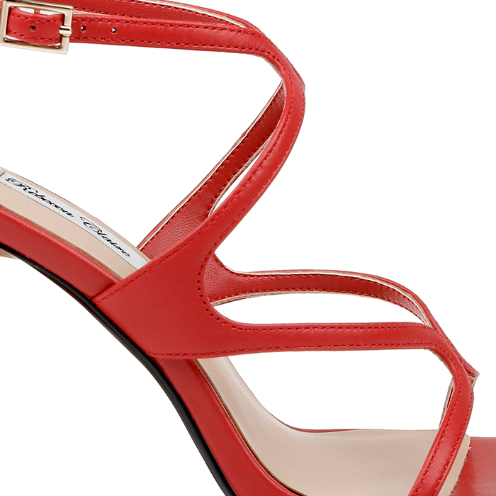 Red Kid Leatherl Sandal - Angle View